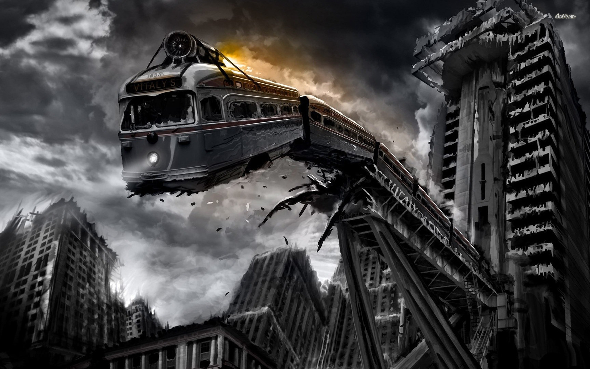 4059 falling train on broken bridge 1920x1200 fantasy wallpaper